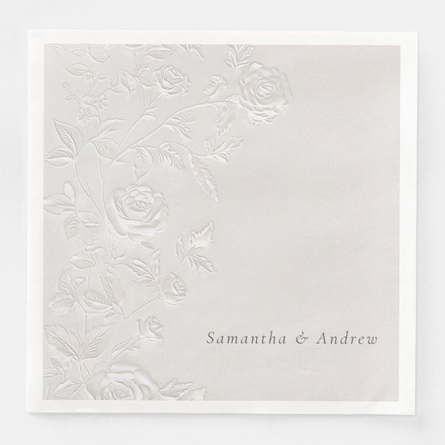 Faux Blind Embossed Arch Wedding Napkins Elegant  (Front)
