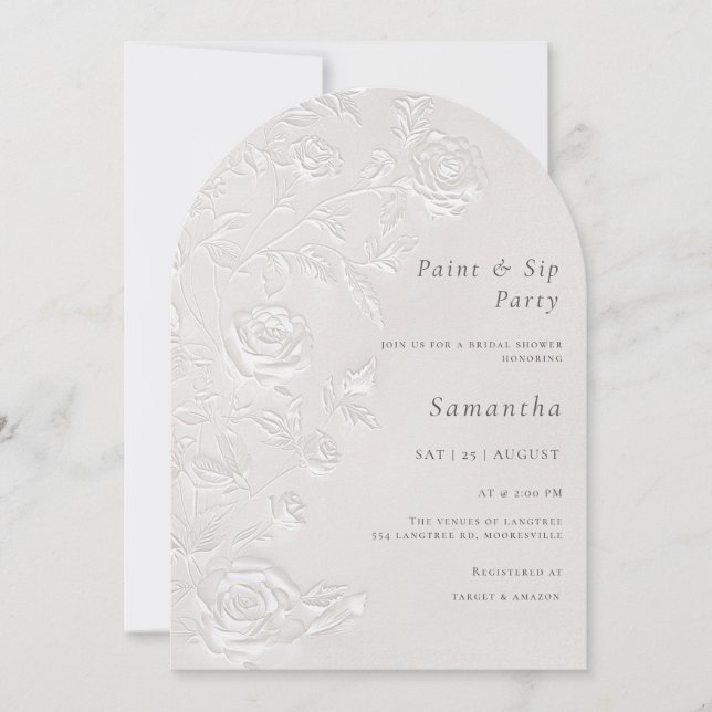 Faux Blind Embossed Bridal Shower Invitation (Front)
