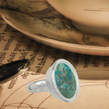 Faux Blue Chrysocolla Mineral Stone Ring by northwestphotos at Zazzle