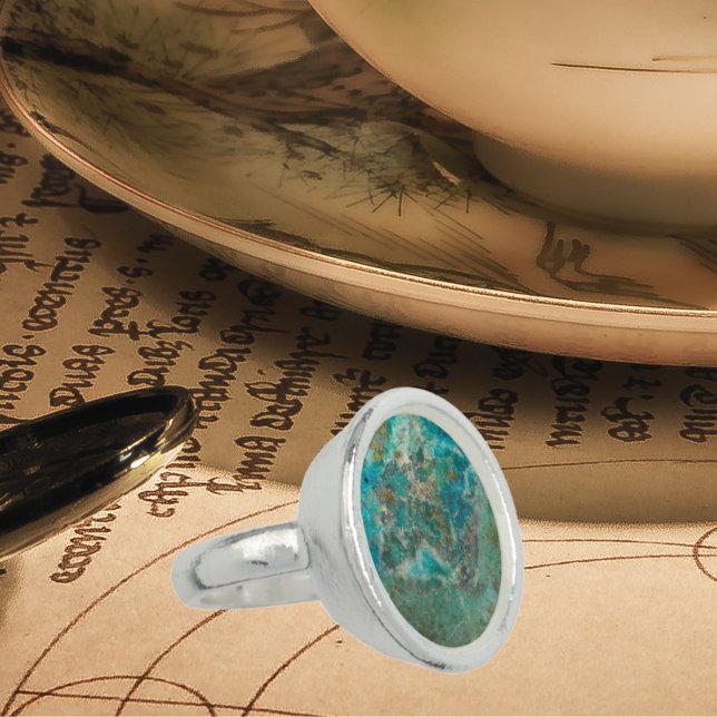 Faux Blue Chrysocolla Mineral Stone Ring (In Situ)