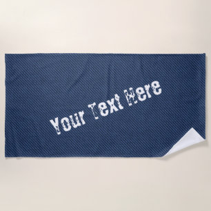 Faux Blue Denim Beach Towel Personalized Text