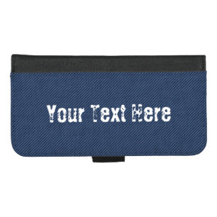 Faux Blue Denim iPhone Wallet Case Custom Text