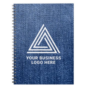 Faux Blue Denim Jeans Modern Business Logo Notebook by designs4you at Zazzle