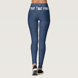 Faux Blue Denim Leggings Personalized Text