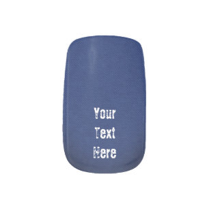 Faux Blue Denim Nail Art with Custom Text