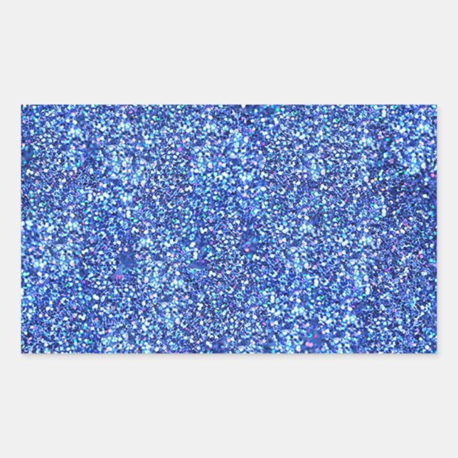 Faux Blue Glitter Blank Template Glamorous Classic Rectangular Sticker (Front)