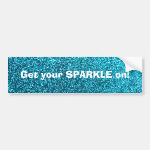 Faux Blue Glitter Bumper Sticker
