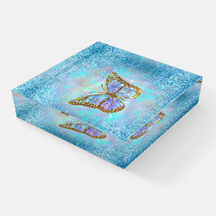 FAUX blue glitter butterfly  Paperweight