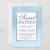 Faux blue glitter elegant chic Sweet 16 Invitation (Front)