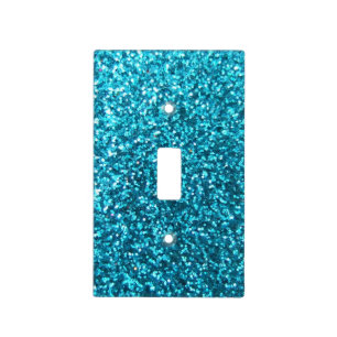 Faux Blue Glitter Light Switch Cover