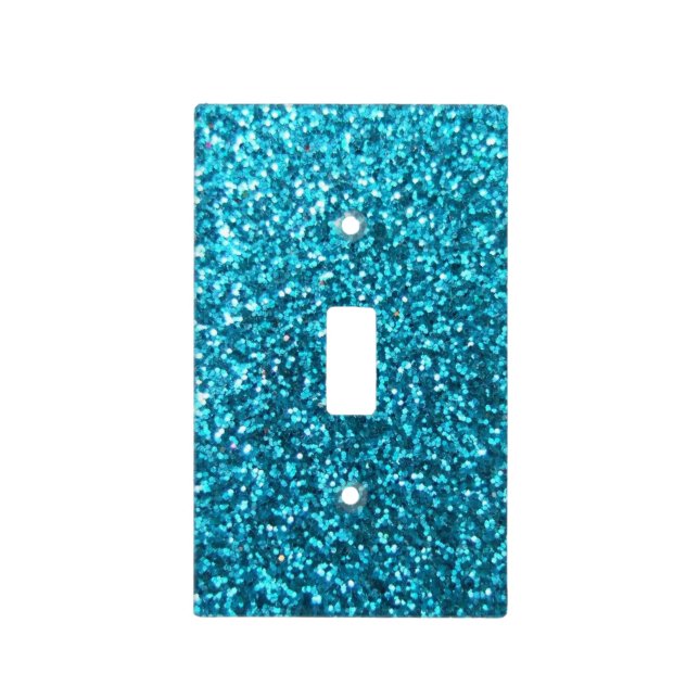 Faux Blue Glitter Light Switch Cover (Front)