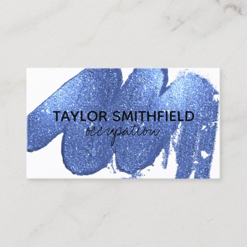 Faux Blue Glitter Paint Splatter Business Card