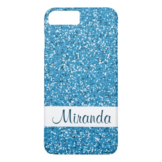 Faux Blue Glitter Pattern Look-like & Name iPhone 8 Plus/7 Plus Case