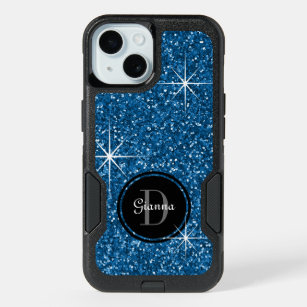Faux Blue Glitter Personalized iPhone 15 Case