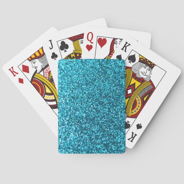 Faux Blue Glitter Poker Cards (Back)