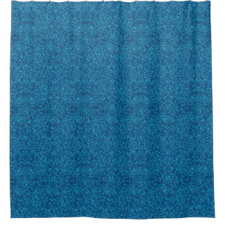 Faux Blue Glitter Shower Curtain