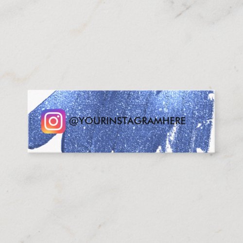 Faux Blue Glitter Social Media Instagram Mini Business Card