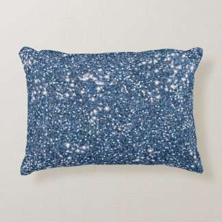 Faux Blue Glitter Texture Look-like Graphic Accent Pillow