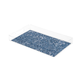 Faux Blue Glitter Texture Look-like Graphic Acrylic Tray