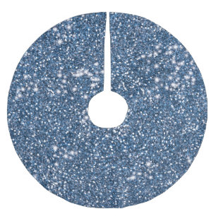 Faux Blue Glitter Texture Look-like Graphic Brushed Polyester Tree Skirt