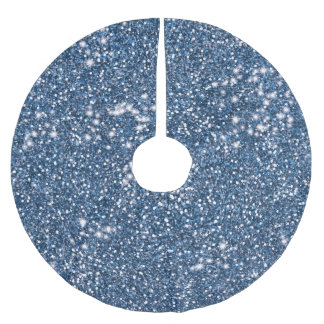 Faux Blue Glitter Texture Look-like Graphic Brushed Polyester Tree Skirt