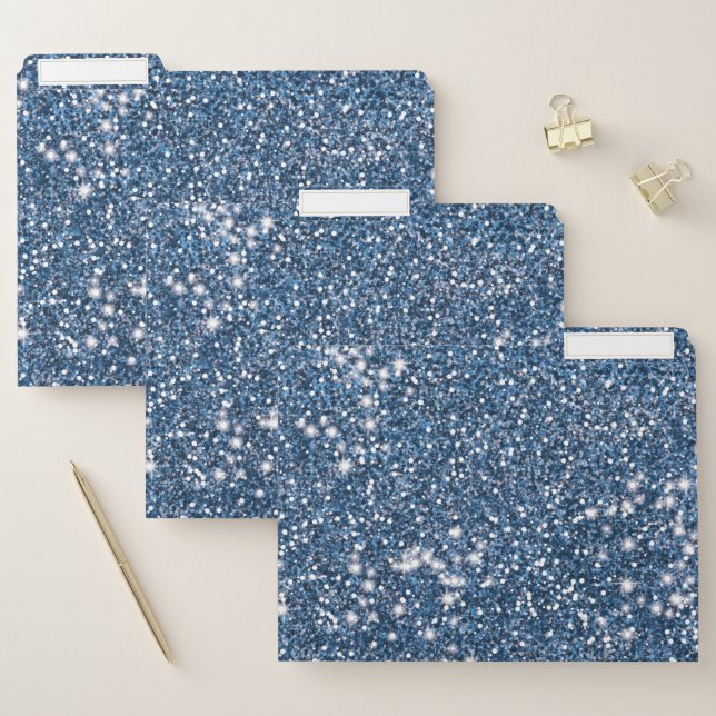 Faux Blue Glitter Texture Look-like Graphic File Folder (Set)
