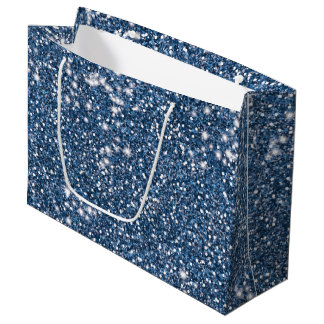 Faux Blue Glitter Texture Look-like Graphic Large Gift Bag