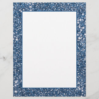Faux Blue Glitter Texture Look-like Graphic Letterhead