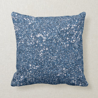 Faux Blue Glitter Texture Look-like Graphic Throw Pillow