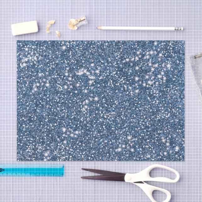Faux Blue Glitter Texture Look-like Graphic Tissue Paper (Craft)