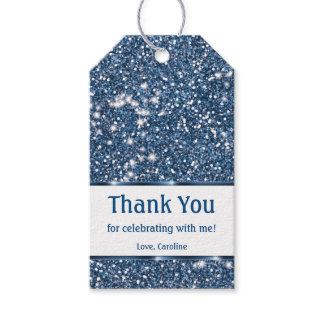 Faux Blue Glitter Texture Look - Thank You Gift Tags