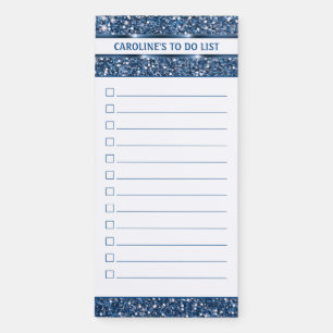 Faux Blue Glitter Texture Look - To Do List Magnetic Notepad