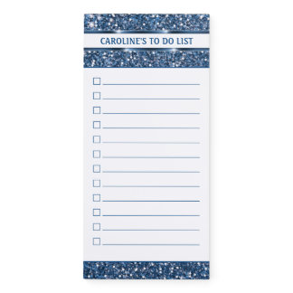 Faux Blue Glitter Texture Look - To Do List Magnetic Notepad