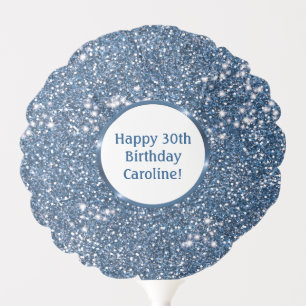 Faux Blue Glitter Texture Look With Custom Text Balloon