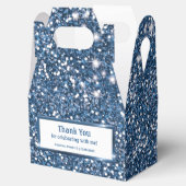 Faux Blue Glitter Texture Look With Custom Text Favor Boxes (Opened)