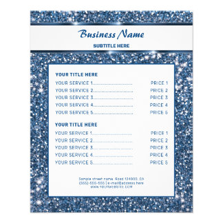 Faux Blue Glitter Texture Look With Custom Text Flyer