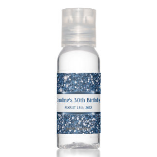 Faux Blue Glitter Texture Look With Custom Text Hand Sanitizer