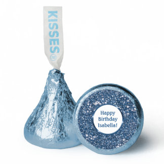 Faux Blue Glitter Texture Look With Custom Text Hershey®'s Kisses®