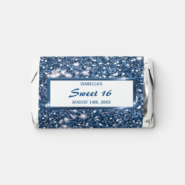 Faux Blue Glitter Texture Look With Custom Text Hershey's Miniatures (Front)