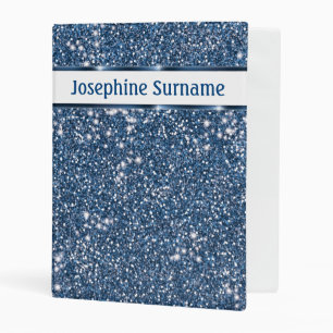Faux Blue Glitter Texture Look With Custom Text Mini Binder