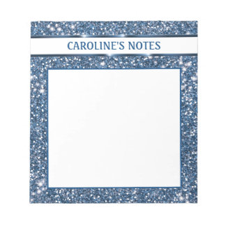 Faux Blue Glitter Texture Look With Custom Text Notepad