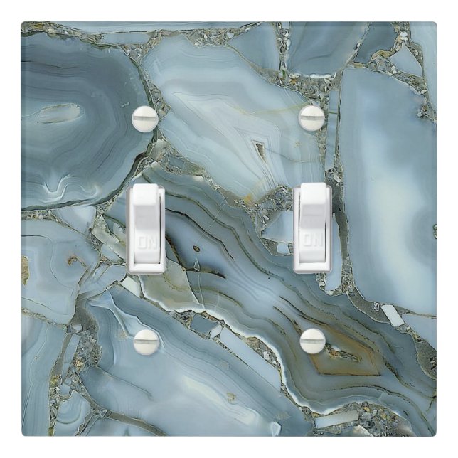 Faux Blue Gray Agate Printed Light Switch Cover (In Situ)