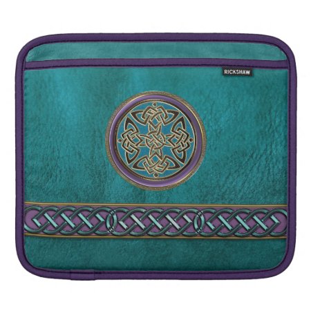 Faux Blue Green And Celtic Knot Ipad Sleeve