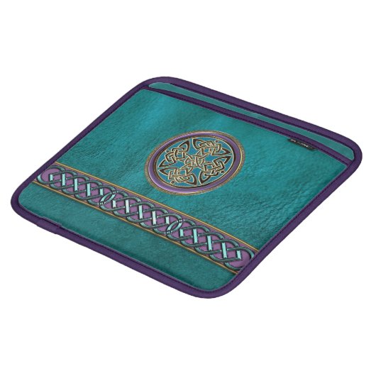 Faux Blue Green and Celtic Knot iPad Sleeve (Front Bottom)