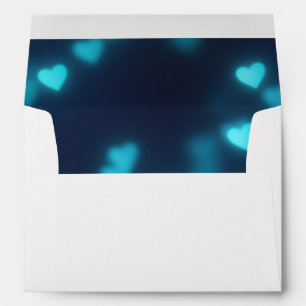 Faux Blue Heart Foil Confetti Elegant Sparkles Envelope