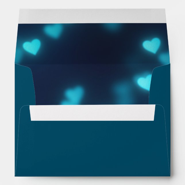 Faux Blue Heart Foil Confetti Elegant Sparkles Envelope (Back (Bottom))