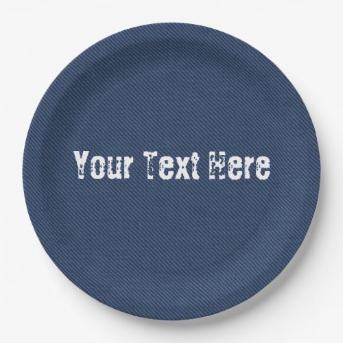 Faux Blue Jeans Denim Custom Text Paper Plates