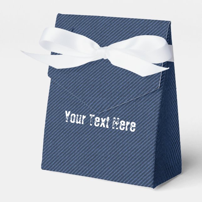 Faux Blue Jeans Denim Favor Boxes with Custom Text (Front Side)