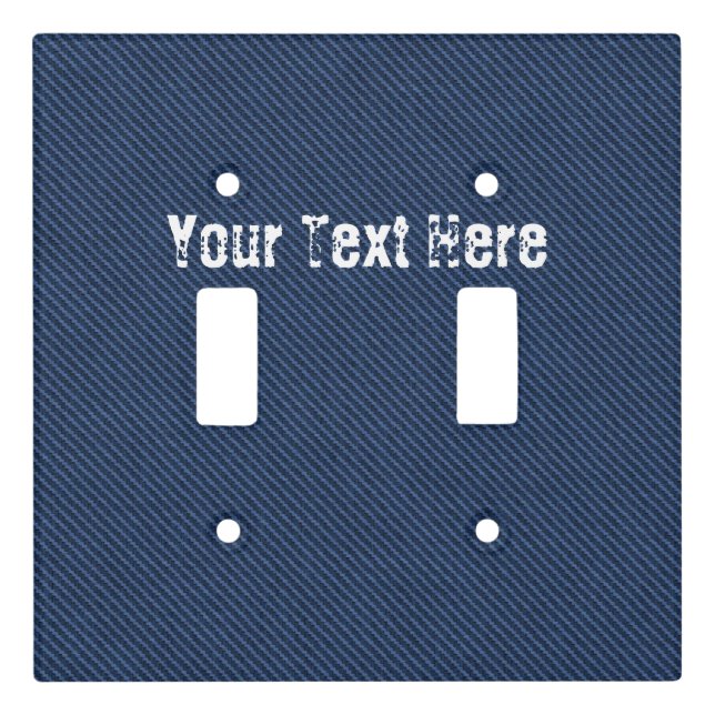 Faux Blue Jeans Denim Your Text Light Switch Cover (Front)
