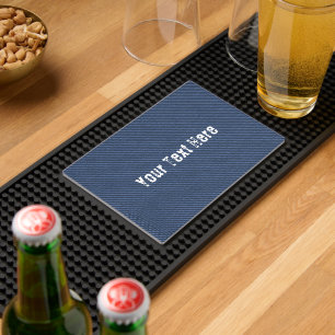 Faux Blue Jeans Design Bar Mat with Custom Text